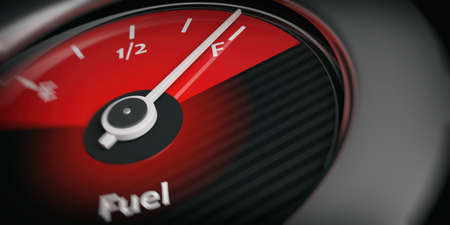 3d rendering car indicator fuel full close upの写真素材
