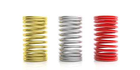 Metal springs isolated on white background. 3d illustration