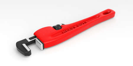 Red monkey wrench isolated on white background. 3d illustrationの写真素材