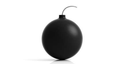Black bomb isolated on white background. 3d illustrationの写真素材