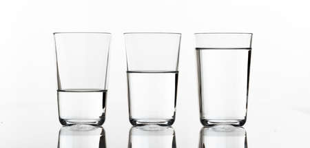 Three glasses of water on white backgroundの写真素材