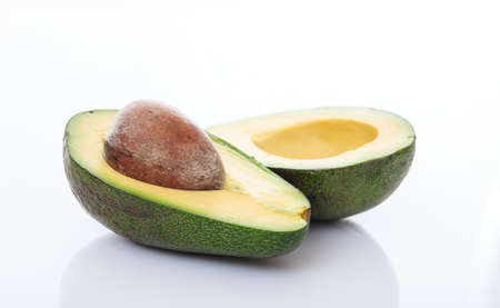 Avocado close up isolated on white backgroundの写真素材