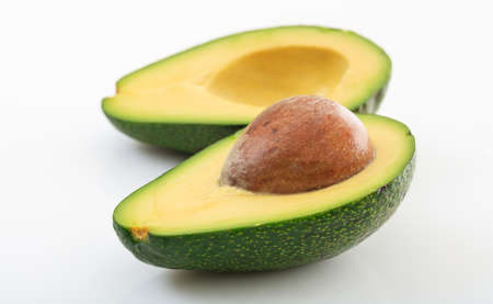 Avocado close up isolated on white backgroundの写真素材