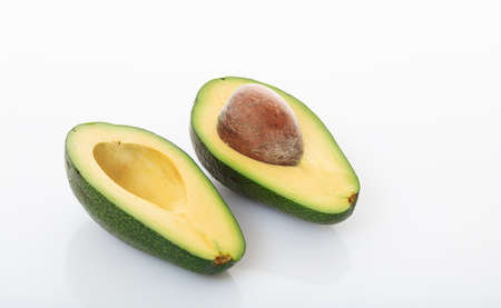 Avocado close up isolated on white backgroundの写真素材