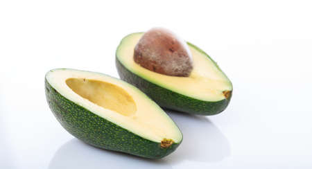 Avocado close up isolated on white backgroundの写真素材