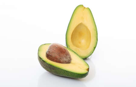 Avocado close up isolated on white backgroundの写真素材