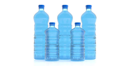 Bottles of mineral water on white background. 3d illustrationの写真素材