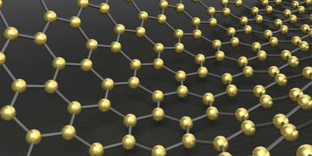 Molecules connected on black background. 3d illustrationの写真素材
