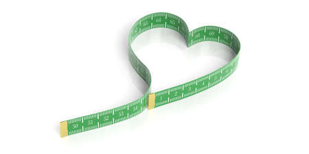 Heart shaped measure tape on white background. 3d illustrationの写真素材