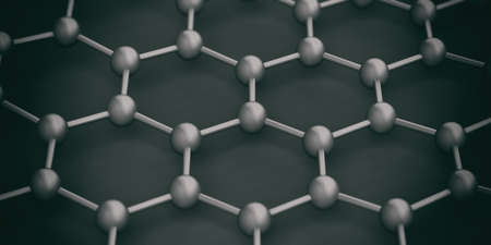 Molecules connected on black background. 3d illustrationの写真素材