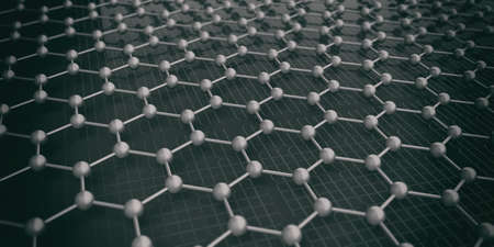 Molecules connected on black background. 3d illustrationの写真素材