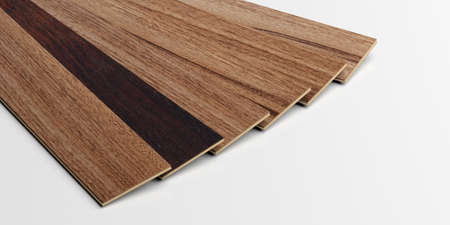 Laminate floor planks on white background. 3d illustrationの写真素材