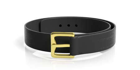 Leather belt on white background. 3d illustrationの写真素材