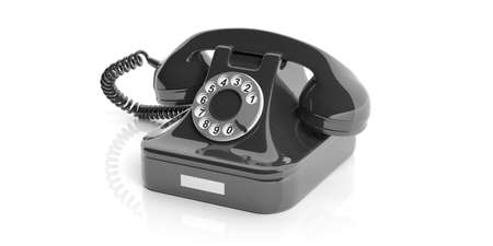 Black old telephone isolated on white background. 3d illustrationの写真素材