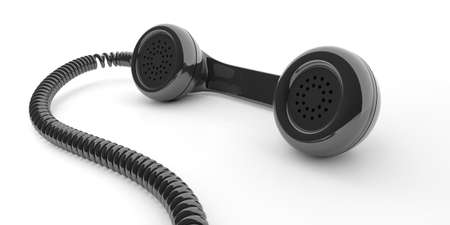 Black old phone receiver isolated on white background. 3d illustrationの写真素材