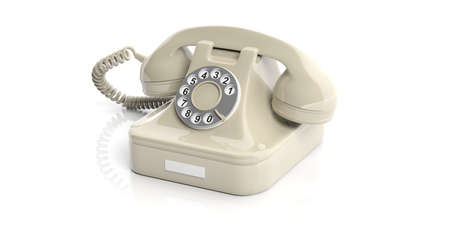 White old telephone isolated on white background. 3d illustrationの写真素材