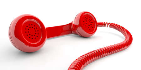 Red old phone receiver isolated on white background. 3d illustrationの写真素材