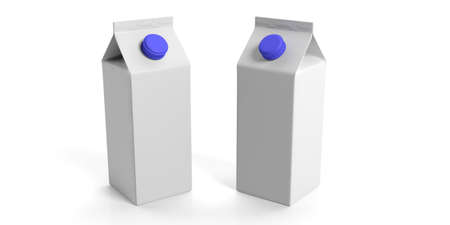 White blank carton boxes on white background. 3d illustrationの写真素材