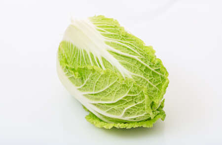 Raw fresh chinese lettuce isolated on white backgroundの写真素材