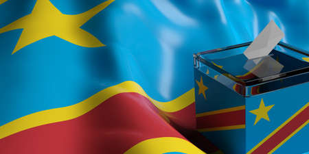 Glass ballot box on Congo flag background, 3d illustrationの写真素材