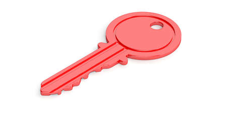Red key isolated on white background. 3d illustrationの写真素材