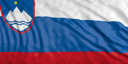 Waiving in the wind flag of Slovenia. 3d illustrationの写真素材