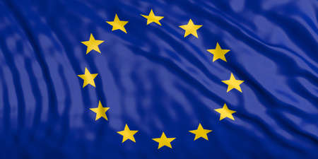 Waiving in the wind flag of European Union. 3d illustrationの写真素材