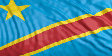 Waiving in the wind flag of Congo. 3d illustrationの写真素材