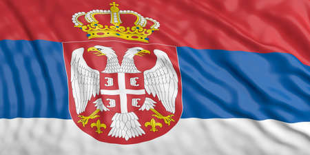 Waiving in the wind flag of Serbia. 3d illustrationの写真素材
