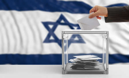 Voter on an waiving Israel flag background. 3d illustrationの写真素材