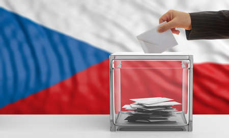 Voter on an waiving Czech Republic flag background. 3d illustrationの写真素材