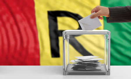 Voter on an waiving Rwanda flag background. 3d illustrationの写真素材