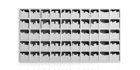 White bookcase isolated on white background. 3d illustrationの写真素材
