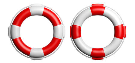 Life buoys isolated on white background. 3d illustrationの写真素材