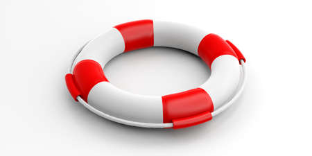 Life buoy isolated on white background. 3d illustrationの写真素材