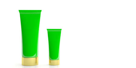Cream tubes on white background and copy space. 3d illustrationの写真素材