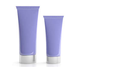 Cream tubes on white background and copy space. 3d illustrationの写真素材