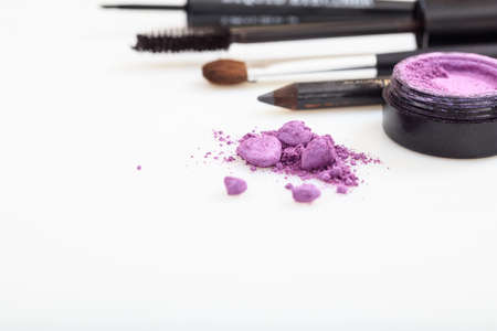 Eyes makeup set close up on white backgroundの写真素材