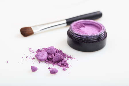 Eye shadow and brush close up on white backgroundの写真素材