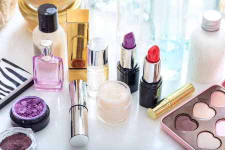 Set of make up cosmetics isolated on white backgroundの写真素材