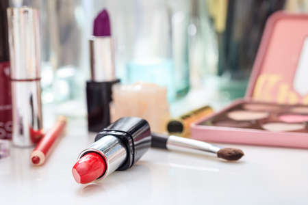 Set of make up cosmetics isolated on white backgroundの写真素材