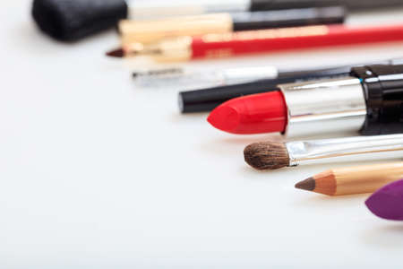 Set of make up cosmetics isolated on white backgroundの写真素材
