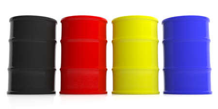 Red oil barrels isolated on white background. 3d illustrationの写真素材