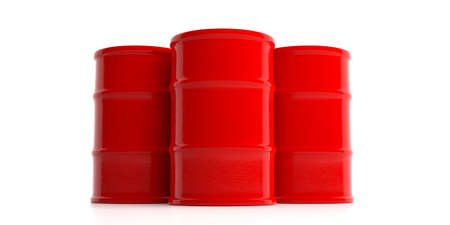 Red oil barrels isolated on white background. 3d illustrationの写真素材