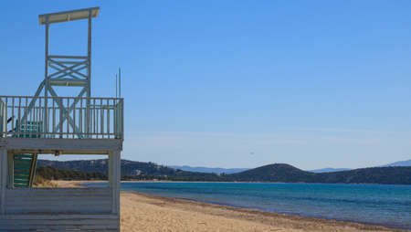 Lifeguard tower on a beach near Athens, Greeceの写真素材