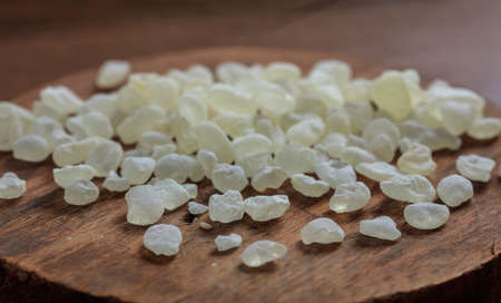 Chios mastic tears on a wooden backgroundの写真素材