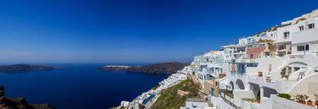 Santorini island, Greece - Fira caldera over Aegean seaの写真素材