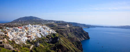 Santorini island, Greece - Fira caldera over Aegean seaの写真素材
