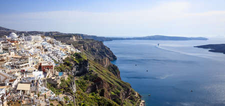 Santorini island, Greece - Fira caldera over Aegean seaの写真素材