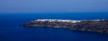 Santorini island, Greece - Panoramic view of Oia villageの写真素材